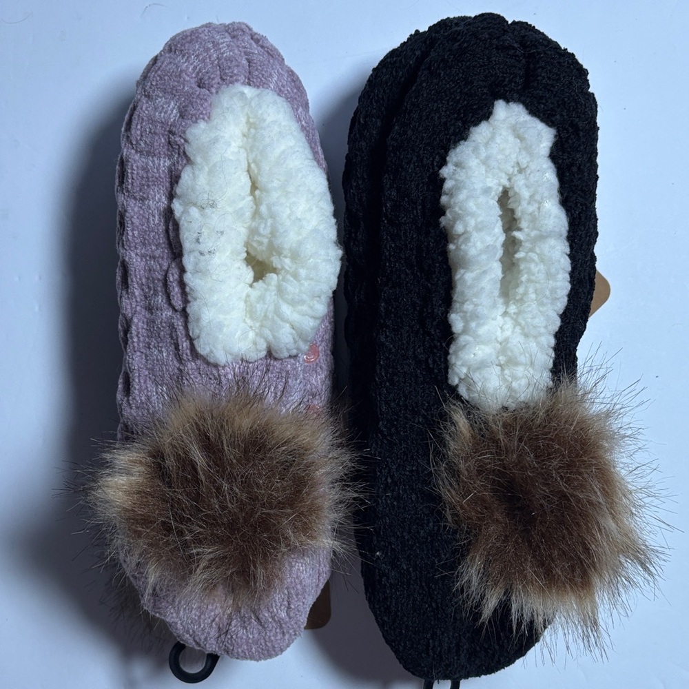 Northeast Cozy Cabin Slippers - Black and Purple Women Size 5-10 - Picture 4 of 7